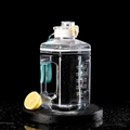 Square 2.2L sports water bottle in transparent finish with yellow cap and time markings - 2200ml / White