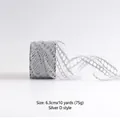 Silver glitter mesh ribbon 6.3cm width for Christmas tree decoration and DIY bows - Silver Style D-Hollow Lattice