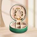 Portagioie rotondo in velluto verde scuro con zip per anelli e collane da viaggio - 10*10*5cm / Verde Scuro - Velluto