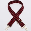 Adjustable red and black houndstooth pattern wide shoulder strap with gold hardware - No. 335 Gold Hook