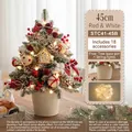 Mini 45cm artificial Christmas tree in a beige pot with red and white DIY ornaments - 45CM Red & White Snow Tree (Iron Bucket)