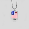 Stainless steel dog tag necklace with US flag cross and My Son My Soldier engraving - With 60cm Square Pearl Chain / USA Flag 2 (Cross Dog Tag)