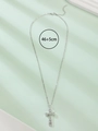 Zilveren kruis ketting met sprankelende strasstenen en verstelbare 46+5cm ketting - Zilver (K-1572)