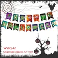 Guirlande Happy Halloween style monstres de dessin animé avec motifs de zombies - HY-WSLQ-42 Bannière de Cerveau de Zombie Effrayant