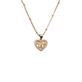 Golden heart necklace with mama lettering and zircon stones for Mother's Day gift - MAMA Heart Family Figures