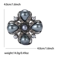 Vintage gun-grey baroque pearl cross brooch with grey rhinestones, 4.0cm size - Black