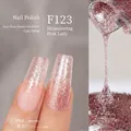Japanese style rose gold nail gel polish F123 with glitter and pearlescent finish - F123 Sparkling Pink Princess