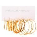 Golden stud earring set with multiple designs featuring white rhinestones and textures - Kc Gold 0750