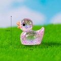 Miniature transparent glitter duck figurine with purple sequins measuring 1.6cm x 1.8cm - No. 12 Purplish Red
