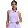 Women's lavender polo collar sleeveless top and pleated skirt sportswear set for tennis - M / Dreamy Purple