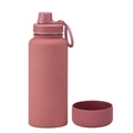 1L matte rose red vacuum insulated sport water bottle with silicone protective base - 1 L / Smoky Pink - Sport