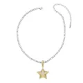 Collana tennis argento con ciondolo stella dorata e zirconi incastonati - Stile Pentagramma (nkt18-C)