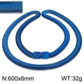 Blue stainless steel snake chain necklace for men and women, size 600x8mm, 32g - 600*8mm / Blue Necklace (KN231994-KFC) / Blue