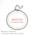 Sleek 3mm silver stainless steel Cuban link bracelet with lobster clasp and extender - Curb/Cubit Chain Style / 3mm Wide (17+5cm) / Steel
