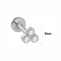 Surgical steel labret stud with 5mm white crystal cluster in a polished silver finish - Five-Millimeter Single Gem Style (17 silver) / 1.2*8mm / Silver