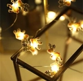 Christmas reindeer copper wire LED string lights with warm yellow festive glow - 1m 10-LED (2AA Battery Model) / Elk