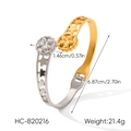 Detailed size measurement of the mixed color stainless steel star bangle with dimensions - Gold Silver Two Tone Flower Star Style (HC-B20216)