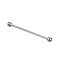Macro shot of silver titanium steel barbell tongue ring with polished screw balls - 1.6mm Gauge x 38mm Length x 5mm Ball