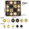 44-piece set of 6cm black and gold Christmas ornaments with snowflake patterns - 616-40 (Black & Gold Set - 44pcs) / 3+6cm