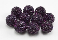 Detailed view of 10mm deep purple clay disco ball beads with micro pave crystals - 10mm / Deep Purple (10)