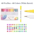 60-color dual-tip watercolor marker set with white barrel for artistic drawing - New Style White 60 Colors Soft Tip