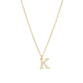Elegant gold titanium necklace with letter K pendant micro-set with zircon stones - Gold-K