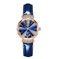 Montre femme tendance en or rose avec cadran bleu et bracelet en cuir bleu foncé - Cadran Bleu Bracelet Cuir Bleu (Norme européenne)