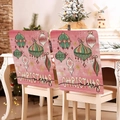 Pink Christmas chair covers featuring green and red ornaments in a festive dining room - Christmas Balls (YT02-3)