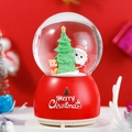 Close-up of a festive Christmas snow globe with Santa Claus, reindeer, and tree detail - 80 Medium Music+Light / Santa - Bear