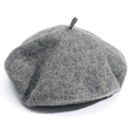 Classic wool blend beret hat for women in dark grey heather finish with top stem detail - M (56-58cm) / Deep Heather Grey
