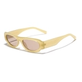 Y2K style rectangular sunglasses with pale yellow frame and brown lenses on white background - Jelly Green