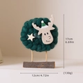 Nordic wooden felt deer decoration with green ball and star on wood base, 17cm high - No.11 Small Deer - Dark Green