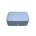 Light blue PU leather jewelry box with metal snap button and stitched edges - Medium (16x11x5cm) / Light Blue