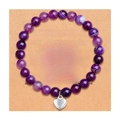 Purple agate beaded bracelet with silver heart charm on To My Sister message card - Purple Agate + TO MY SISTER Card