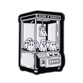 Emaille speld met spook-grijpmachine en Grab a Ghost tekst in zwart-wit uitvoering - Grijp Een Geest Stijl (QHXZ4307)