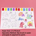 Dinosaur-themed portable watercolor painting set with paper and brush for kids' DIY fun - Large Coloring Sheets 2Pcs/Bag