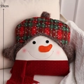 Cojín de muñeco de nieve de 59cm con gorro a cuadros rojo-verde y nariz de zanahoria - Muñeco de Nieve de Dibujos Animados