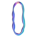 Macro shot of an irregular wave-shaped metal ring with a colorful iridescent gradient finish - AB Color