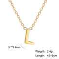 18k gold plated stainless steel initial L pendant necklace with detailed dimensions - L