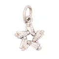 Silver star pendant featuring five rectangular clear crystals with top ring - White Gold/Pentagram