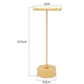 Golden T-bar earring display stand with hexagonal base, 13.5cm height jewelry rack - Hexagon Base / 6*13cm / Gold