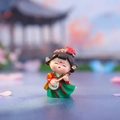 Ancient style girl figurine in red and green hanfu holding a lute instrument - Tang Dynasty Lady Series / Graceful Dance (Small)