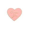 Spilla a cuore in smalto rosa con bordi dorati e scritta Screw You decorativa - Stile Screw You (QHXZ2182)