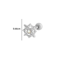 Silver star flower helix stud with white opal center and 0.66cm stainless steel bar - 5# Silver