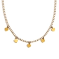 Elegante collana tennis placcata oro 18 carati con cinque pendenti a cuore lisci per donna - Collana Cuore Zirconia Oro