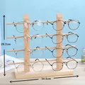 Double-row 8-pair natural pine wood glasses display stand for sunglasses storage - Double Row 8 Pairs