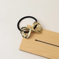 High-elastic black hair tie featuring a polished gold double-layered butterfly bow metal piece - 29# Bow Tie Gold