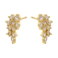 Detailed macro view of 18K gold plated cluster earrings with marquise cut cubic zirconia - VE868 Flower Cluster / Gold