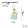 Macro shot of light blue teardrop crystal pendant in copper gold plating with dimensions - Water Drop - Light Blue (P00154)