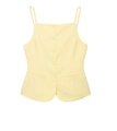Detail of yellow button-up vest featuring a square neck and symmetrical pockets - XS / Yellow Top